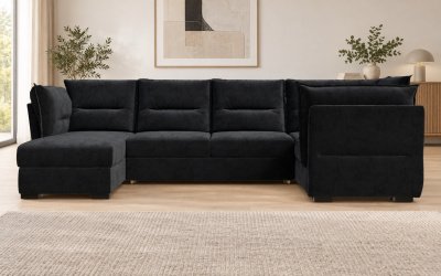 Диван-кровать, набор 1, ткань Сенсей Black Onyx